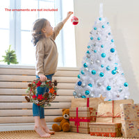 White Christmas Tree, Artificial Xmas Decoration Tree with 650 PVC Branch Tips & Metal Stand