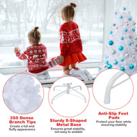 White Christmas Tree, Artificial Xmas Decoration Tree with 650 PVC Branch Tips & Metal Stand