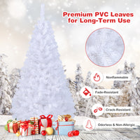 White Christmas Tree, Artificial Xmas Decoration Tree with 650 PVC Branch Tips & Metal Stand
