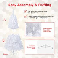 White Christmas Tree, Artificial Xmas Decoration Tree with 650 PVC Branch Tips & Metal Stand