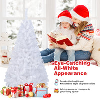 White Christmas Tree, Artificial Xmas Decoration Tree with 650 PVC Branch Tips & Metal Stand