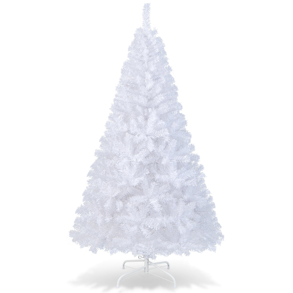 White Christmas Tree, Artificial Xmas Decoration Tree with 650 PVC Branch Tips & Metal Stand