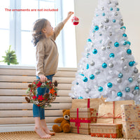 White Christmas Tree, Artificial Xmas Decoration Tree with 650 PVC Branch Tips & Metal Stand