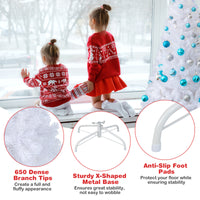 White Christmas Tree, Artificial Xmas Decoration Tree with 650 PVC Branch Tips & Metal Stand