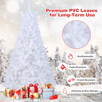 White Christmas Tree, Artificial Xmas Decoration Tree with 650 PVC Branch Tips & Metal Stand