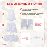 White Christmas Tree, Artificial Xmas Decoration Tree with 650 PVC Branch Tips & Metal Stand