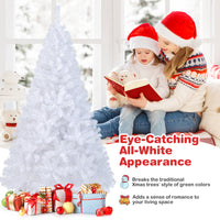 White Christmas Tree, Artificial Xmas Decoration Tree with 650 PVC Branch Tips & Metal Stand