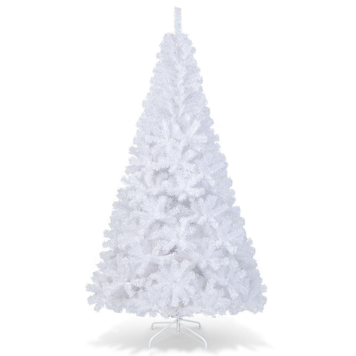 White Christmas Tree, Artificial Xmas Decoration Tree with 650 PVC Branch Tips & Metal Stand