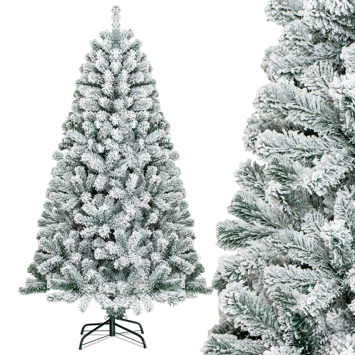 Christmas Tree, Snow Flocked Hinged Pine Tree