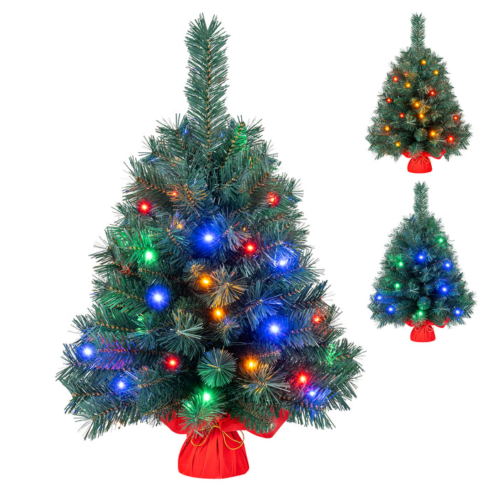 60cm Pre-Lit Artificial Mini Tabletop Christmas Tree, Battery Operated