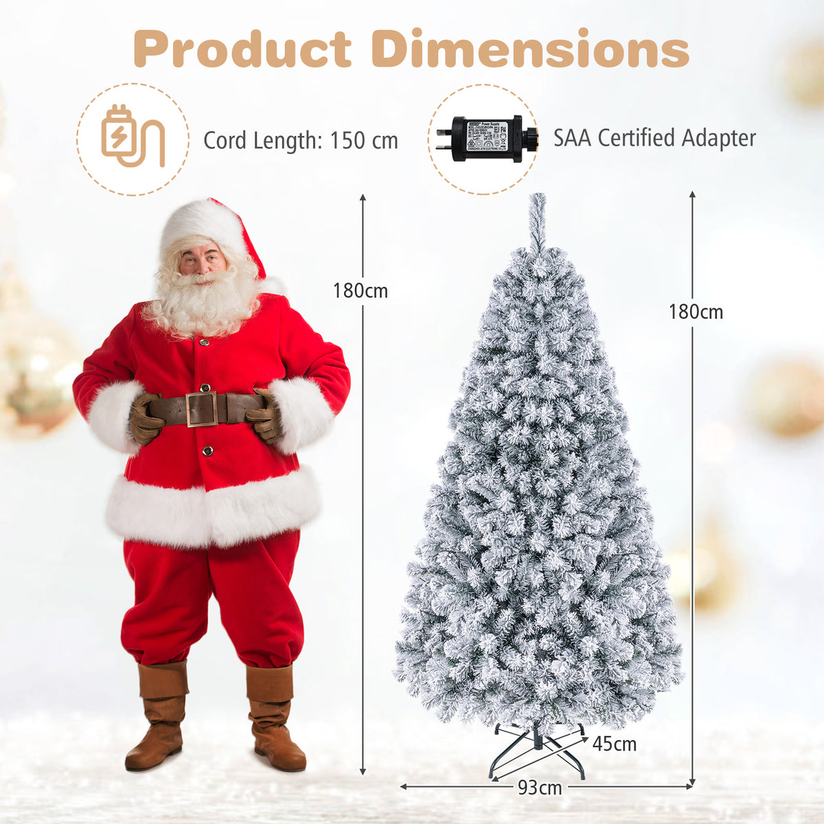 1.8/2.25/2.8M Christmas Tree with Branch Tips and LED Lights