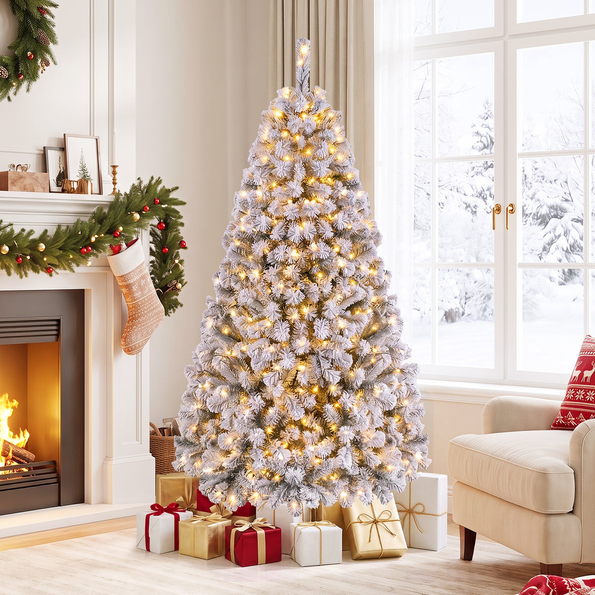 1.8/2.25/2.8M Christmas Tree with Branch Tips and LED Lights