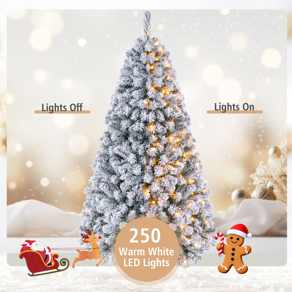 1.8/2.25/2.8M Christmas Tree with Branch Tips and LED Lights