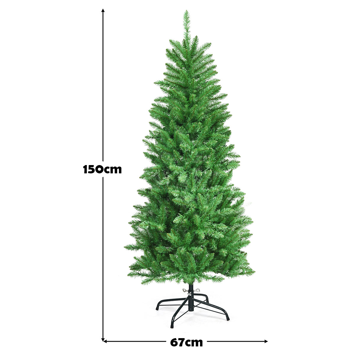 Pre Lit Christmas Tree Slim LED Xmas Tree Home Christmas Decoration Lights Green Outdoor