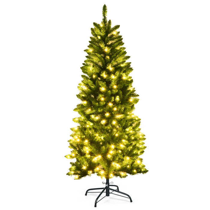Pre Lit Christmas Tree Slim LED Xmas Tree Home Christmas Decoration Lights Green Outdoor