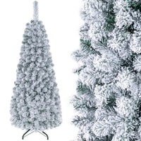 1.4/1.8/2.27M Snow Flocked Prelit Christmas Tree with LED Lights