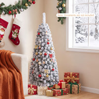 1.4/1.8/2.27M Snow Flocked Prelit Christmas Tree with LED Lights