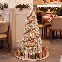 1.4/1.8/2.27M Snow Flocked Prelit Christmas Tree with LED Lights