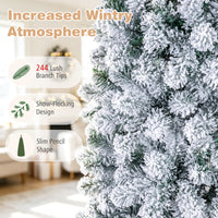 1.4/1.8/2.27M Snow Flocked Prelit Christmas Tree with LED Lights