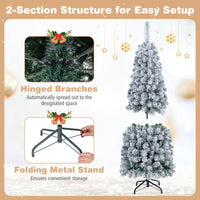 1.4/1.8/2.27M Snow Flocked Prelit Christmas Tree with LED Lights