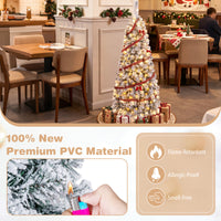 1.4/1.8/2.27M Snow Flocked Prelit Christmas Tree with LED Lights