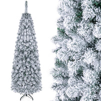 1.4/1.8/2.27M Snow Flocked Prelit Christmas Tree with LED Lights