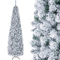 1.4/1.8/2.27M Snow Flocked Prelit Christmas Tree with LED Lights