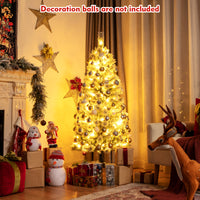 1.5M/1.8M Pre-Lit Artificial Christmas Tree Colored LED Lights Hinged Decor w/ Mixed Branches