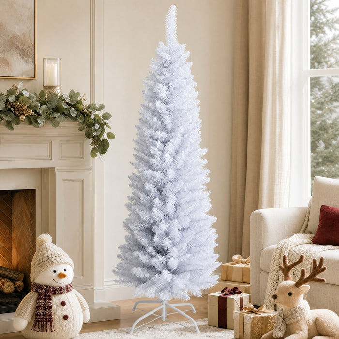 Artificial Pencil Christmas Tree W/ PVC Branch Tips for Holiday Decoration White