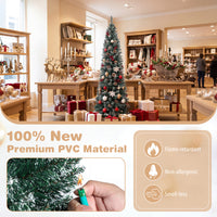 1.5 m/1.8 m/2.1m Artificial Slim Christmas Tree W/ Pine Cones & Snowy Branch Tips