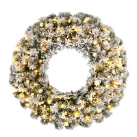 61CM Flocked Christmas Wreath with Timer for Front Door