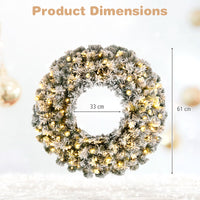61CM Flocked Christmas Wreath with Timer for Front Door