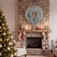 61CM Flocked Christmas Wreath with Timer for Front Door