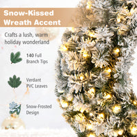61CM Flocked Christmas Wreath with Timer for Front Door