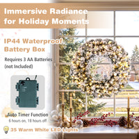61CM Flocked Christmas Wreath with Timer for Front Door