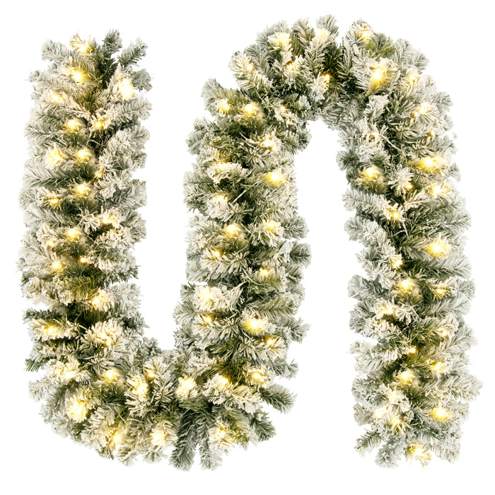 270CM Flocked Christmas Rattan & 61CM Christmas Wreath for Decoration