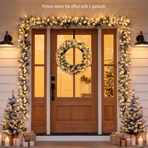 270CM Flocked Christmas Rattan & 61CM Christmas Wreath for Decoration