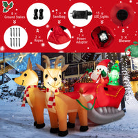 Christmas Inflatable Santa Claus Sleigh &Reindeer w/15 LED & Christmas Tree Outdoor
