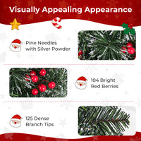 90 CM Artificial Entrance Christmas Tree, Pre-lit Potted Xmas Tree with 125 Branch Tips