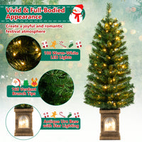 2PCS 125CM Pre-Lit Potted Christmas Tree, Artificial Entrance Tree with 100 LED Lights, Timer, 3 Lighting Modes