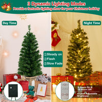 2PCS 125CM Pre-Lit Potted Christmas Tree, Artificial Entrance Tree with 100 LED Lights, Timer, 3 Lighting Modes