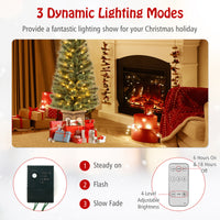 2PCS 125CM Pre-Lit Potted Christmas Tree, Artificial Entrance Tree with 100 LED Lights, Timer, 3 Lighting Modes