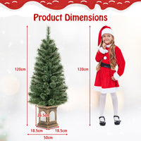 2PCS 125CM Pre-Lit Potted Christmas Tree, Artificial Entrance Tree with 100 LED Lights, Timer, 3 Lighting Modes