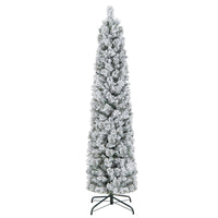 186CM Slim Christmas Tree, Flocked Xmas Tree with 373 Branch Tips