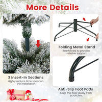186CM Slim Christmas Tree, Flocked Xmas Tree with 373 Branch Tips