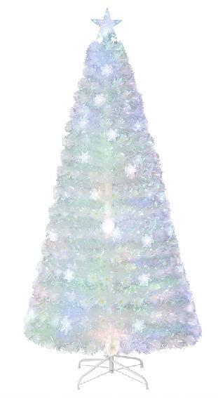 150/180/210cm Pre-Lit Fiber Optic Christmas Tree with Iridescent Leaves