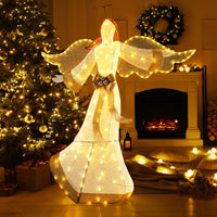 160CM Christmas Pre-Lit Angel, Outdoor Lighted Angel w/ Halo