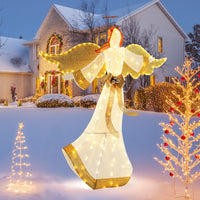 160CM Christmas Pre-Lit Angel, Outdoor Lighted Angel w/ Halo