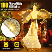160CM Christmas Pre-Lit Angel, Outdoor Lighted Angel w/ Halo