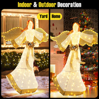 160CM Christmas Pre-Lit Angel, Outdoor Lighted Angel w/ Halo